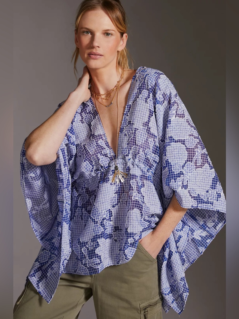 Anthropologie Tie Front Caftan OS